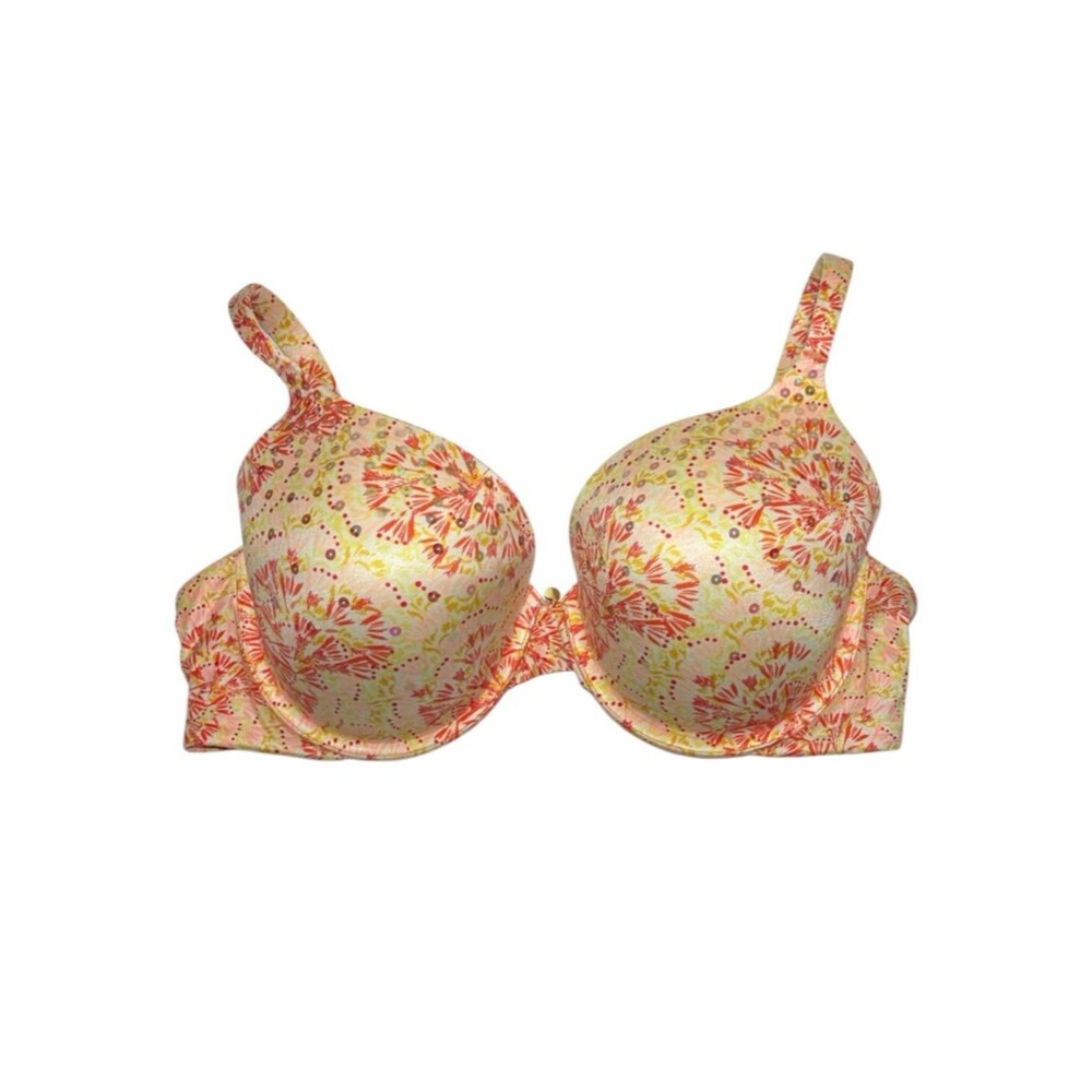 Victoria's Secret line perfect coverage orange white floral Bra 34DD